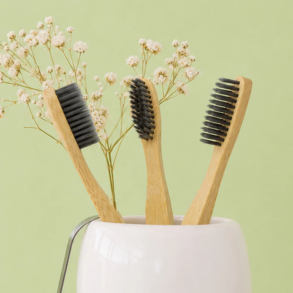 Bamboo Toothbrush with Activated Charcoal Bristles, Single