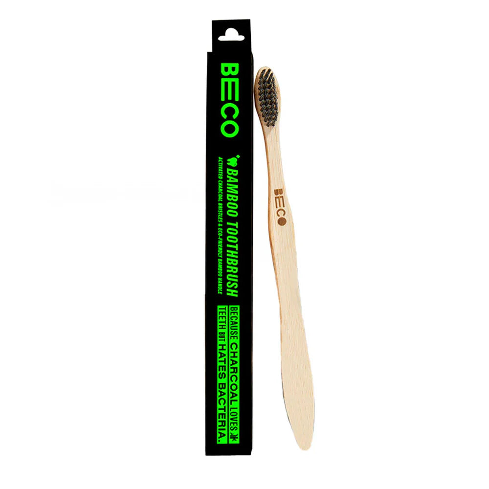 Bamboo Toothbrush with Activated Charcoal Bristles, Single